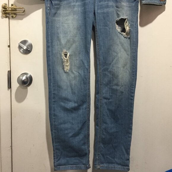 GUESS JEANS DISTRESSED OVERALLS SIZE 2 - Picture 10 of 12
